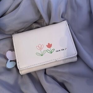 Tri-Fold Wallet With Flower Charm